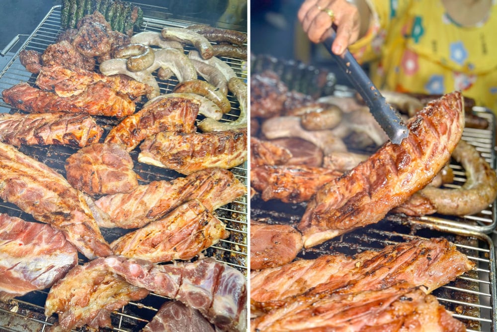 Each piece of pork is marinated with a secret recipe and grilled to a fragrant golden perfection over charcoal